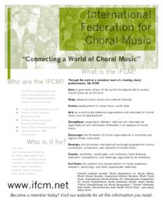 Human voice / Conductors Without Borders / Cristian Grases / Choir / Music / North American Choral Company / Ana María Raga / International nongovernmental organizations / Vocal music / International Federation for Choral Music