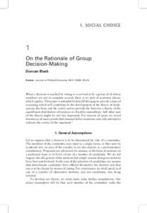 I. SOCIAL CHOICE  1 On the Rationale of Group Decision-Making Duncan Black