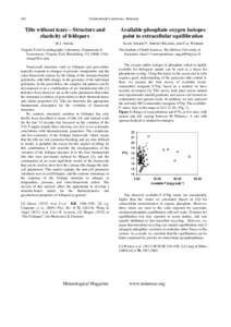 Goldschmidt Conference Abstracts  442 Tilts without tears – Structure and elasticity of feldspars