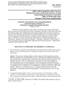 Real estate appraisal / Land law / Uniform Standards of Professional Appraisal Practice / Market value / Mortgage loan / Appraiser / Office of the Comptroller of the Currency / Construction loan / Comp Check / Mortgage / Real estate / Finance