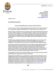 Contact: Sharon McConnell VP Communications Doyon, Limited[removed]removed]