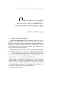 T H E A N T I T R U S T B U L L E T I N : Vol. 55, No. 1/Spring 2010 : 1  O verview and contents of the special issue: Antitrust analysis of