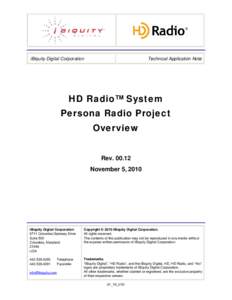 iBiquity Digital Corporation  Technical Application Note HD Radio™ System Persona Radio Project