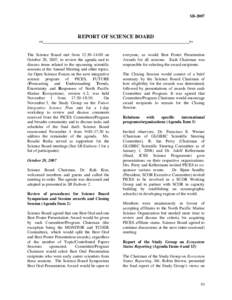 SBW REPORT OF SCIENCE BOARD