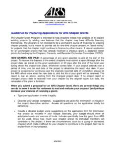 10000 Watson Rd, Suite 1L7, Saint Louis MOTollfree: Phone: Fax: www.AmericanRecorder.org Guidelines for Preparing Applications for ARS Chapter Grants The Chapter Grant Pr