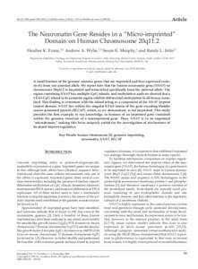 doi:[removed]geno[removed], available online at http://www.idealibrary.com on IDEAL  Article The Neuronatin Gene Resides in a “Micro-imprinted” Domain on Human Chromosome 20q11.2