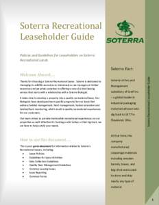 Soterra Recreational Leaseholder Guide Policies and Guidelines for Leaseholders on Soterra Recreational Lands  Welcome Aboard…..