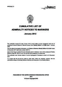 NP234(A)-12  CUMULATIVE LIST OF ADMIRALTY NOTICES TO MARINERS January 2012