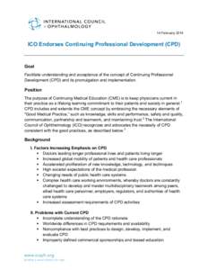 !  14 February 2014 ICO Endorses Continuing Professional Development (CPD)