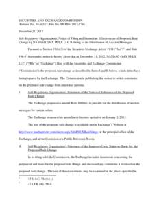 SECURITIES AND EXCHANGE COMMISSION (Release No[removed]; File No. SR-Phlx[removed]December 21, 2012 Self-Regulatory Organizations; Notice of Filing and Immediate Effectiveness of Proposed Rule Change by NASDAQ OMX PHL