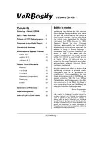 [removed]Volume 20 No. 1 Editor’s notes  Contents