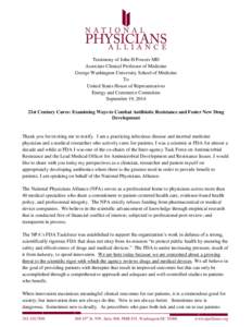 Testimony of John H Powers MD Associate Clinical Professor of Medicine George Washington University School of Medicine To United States House of Representatives Energy and Commerce Committee