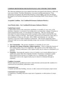 Information technology management / Deferred maintenance / Preventive maintenance / Maintenance /  repair /  and operations / Facility management / Infrastructure / Facility condition index / Enterprise asset management / Computerized maintenance management system / Maintenance / Knowledge / Science