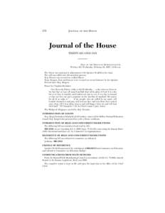 270  JOURNAL OF THE HOUSE Journal of the House THIRTY-SECOND DAY