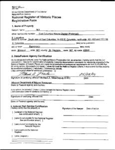 United States Department of the Interior National Park Service National Register of Historic Places Registration Form 1. Name of Property