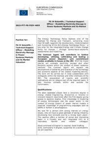 EUROPEAN COMMISSION JOINT RESEARCH CENTRE Resources Recruitment and TrainingPTT-F6-FGIV-4693