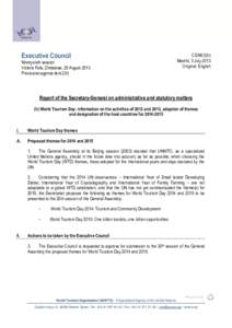 Executive Council  Ninety-sixth session Victoria Falls, Zimbabwe, 25 August 2013 Provisional agenda item 2(h)