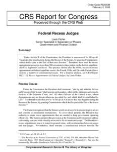 Order Code RS22039 February 2, 2005 CRS Report for Congress Received through the CRS Web