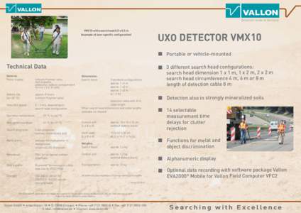 Detectors made in Germany VMX10 with search head 0.5 x 0.5 m (example of user-specific configuration) UXO DETECTOR VMX10 ¢ Portable or vehicle-mounted