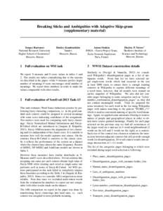 Breaking Sticks and Ambiguities with Adaptive Skip-gram (supplementary material) Sergey Bartunov National Research University Higher School of Economics†