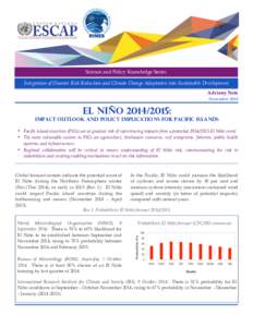 Science and Policy Knowledge Series Integration of Disaster Risk Reduction and Climate Change Adaptation into Sustainable Development Advisory Note November[removed]El Niño[removed]: