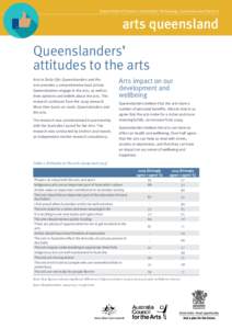 Department of Science, Information Technology, Innovation and the Arts  arts queensland Queenslanders’ attitudes to the arts Arts in Daily Life: Queenslanders and the