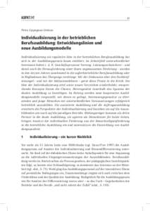 21  Petra Lippegaus-Grünau Individualisierung in der betrieblichen Berufsausbildung: Entwicklungslinien und