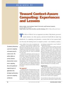W e a r a b l e  A I Toward Context-Aware Computing: Experiences