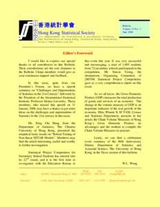 1  香港統計學會 Bulletin Volume 31 No. 1