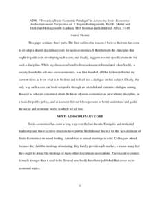 A298. “Towards a Socio-Economic Paradigm” in Advancing Socio-Economics: An Institutionalist Perspective ed. J. Rogers Hollingsworth, Karl H. Muller and Ellen Jane Hollingsworth (Lanham, MD: Rowman and Littlefield, 20