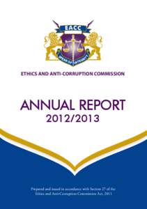 Ethics and Anti-Corruption Commission Annual Report[removed]ETHICS AND ANTI-CORRUPTION COMMISSION ANNUAL REPORT[removed]