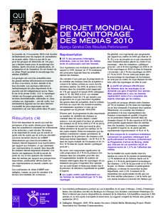 Projet mondial de monitorage des médias 2010 Aperçu Général Des Résultats Préliminaires  1