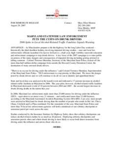FOR IMMEDIATE RELEASE August 29, 2007 Contact:  Mary Ellen Menton