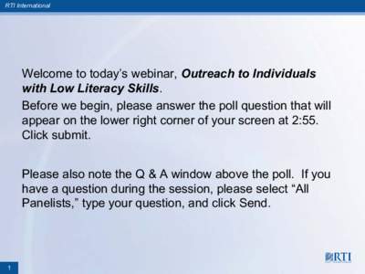 Outreach to individuals with low literacy skills