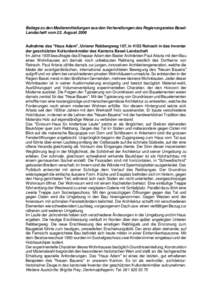 Beilage zu den Medienmitteilungen aus den Verhandlungen des Regierungsrates BaselLandschaft vom 22. August 2006 Aufnahme des 