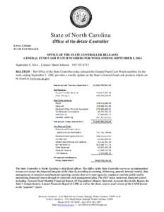 State of North Carolina LINDA COMBS STATE CONTROLLER Office of the State Controller