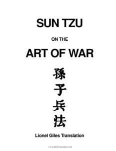 Warrior code / The Art of War / Sun Tzu / Ruse de guerre / Lionel Giles / Chariot / On War