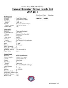 Takena Elementary School Supply List[removed]