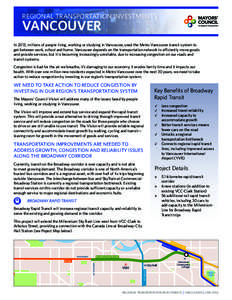 ank  REGIONAL TRANSPORTATION INVESTMENTS VANCOUVER