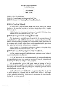 8 GCA CRIMINAL PROCEDURE CH. 110 NEW TRIAL CHAPTER 110 NEW TRIAL § [removed]New Trial Defined.