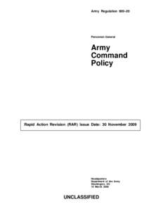 Army Regulation 600–20  Personnel–General Army Command