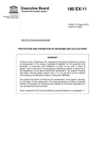 UNESCO. Executive Board; 190th; Protection and promotion of museums and collections; 2012