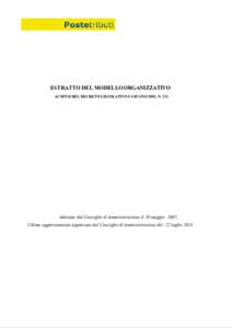 ESTRATTO DEL MODELLO ORGANIZZATIVO AI SENSI DEL DECRETO LEGISLATIVO 8 GIUGNO 2001, N. 231 Adottato dal Consiglio di Amministrazione il 29 maggio 2007; Ultimo aggiornamento approvato dal Consiglio di Amministrazione del 2