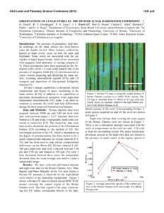 43rd Lunar and Planetary Science Conference[removed]pdf OBSERVATIONS OF LUNAR SWIRLS BY THE DIVINER LUNAR RADIOMETER EXPERIMENT. T. D. Glotch1, B. T. Greenhagen2, P. G. Lucey3, J. L. Bandfield4, Paul O. Hayne5, Carl