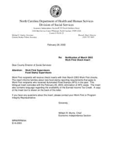 Carmen Hooker Odom / Broad arrow / Supplemental Nutrition Assistance Program / North Carolina / Federal assistance in the United States / Insert / Mike Easley