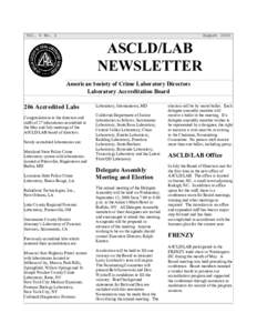 Vol. 6 No. 2  August 2000 ASCLD/LAB NEWSLETTER