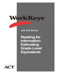 Job Aid Series  Reading for Information: Estimating Grade-Level