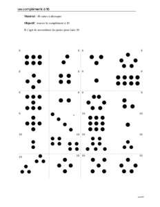 Les compléments à 10 Matériel : 48 cartes à découper Objectif : trouver le complément à 10 Il s’agit de reconstituer les paires pour faire 10  8