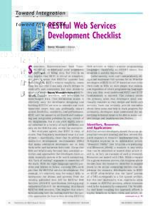 Toward Integration  RESTful Web Services Development Checklist Steve Vinoski • Verivue