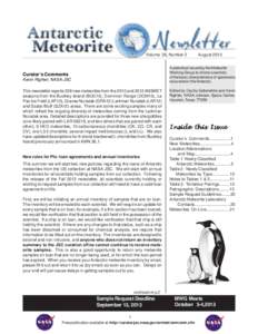 Volume 36, Number 2  August 2013 A periodical issued by the Meteorite Working Group to inform scientists